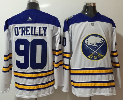 Adidas Sabres #90 Ryan O'Reilly White Road Authentic Stitched NHL Jersey - Click Image to Close